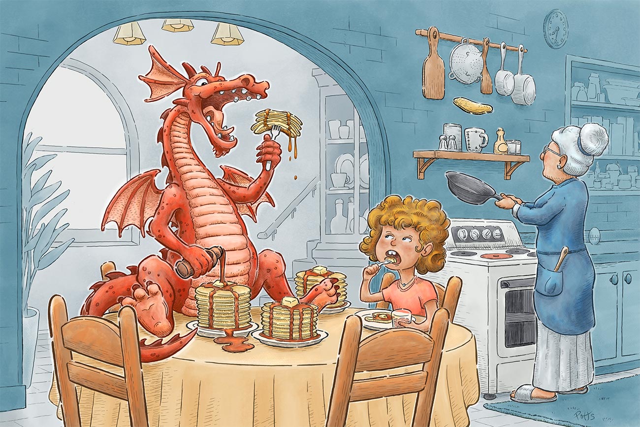Dragon and Pancakes | Gary Potts Illustration